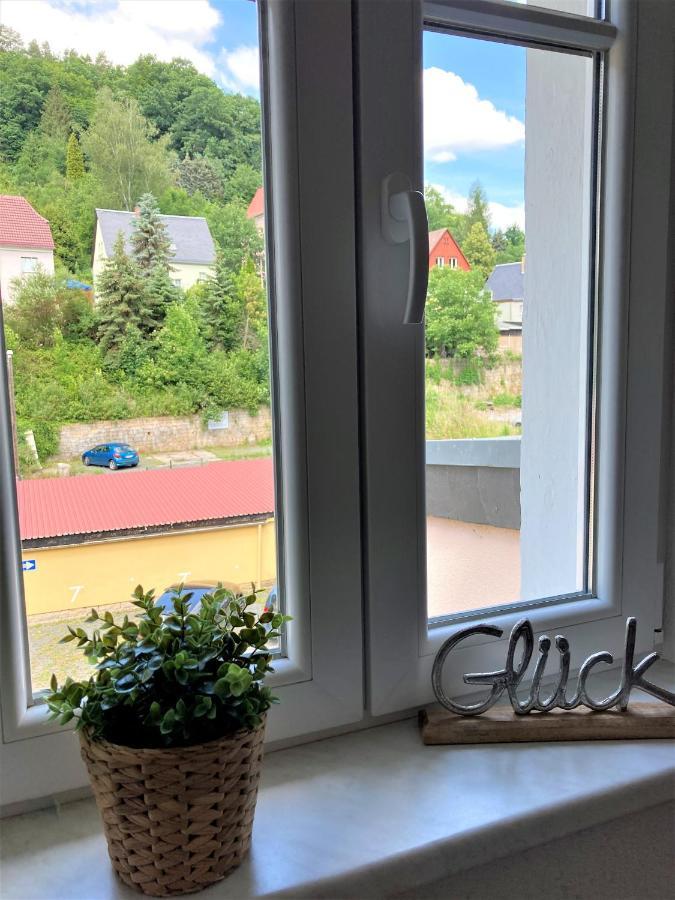 Sandstein-Ferien, Kamin, Fewo "Wanderfalke", Zentral & Ruhig, Terrasse, Saechs Schweiz Königstein an der Elbe Buitenkant foto